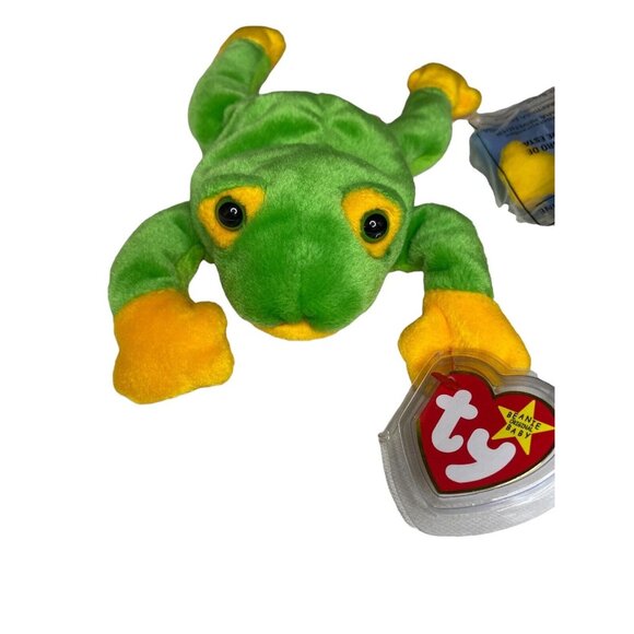 Frog TY Beanie Baby Smoochy Matching Teanie Beanie Set - Picture 3 of 6